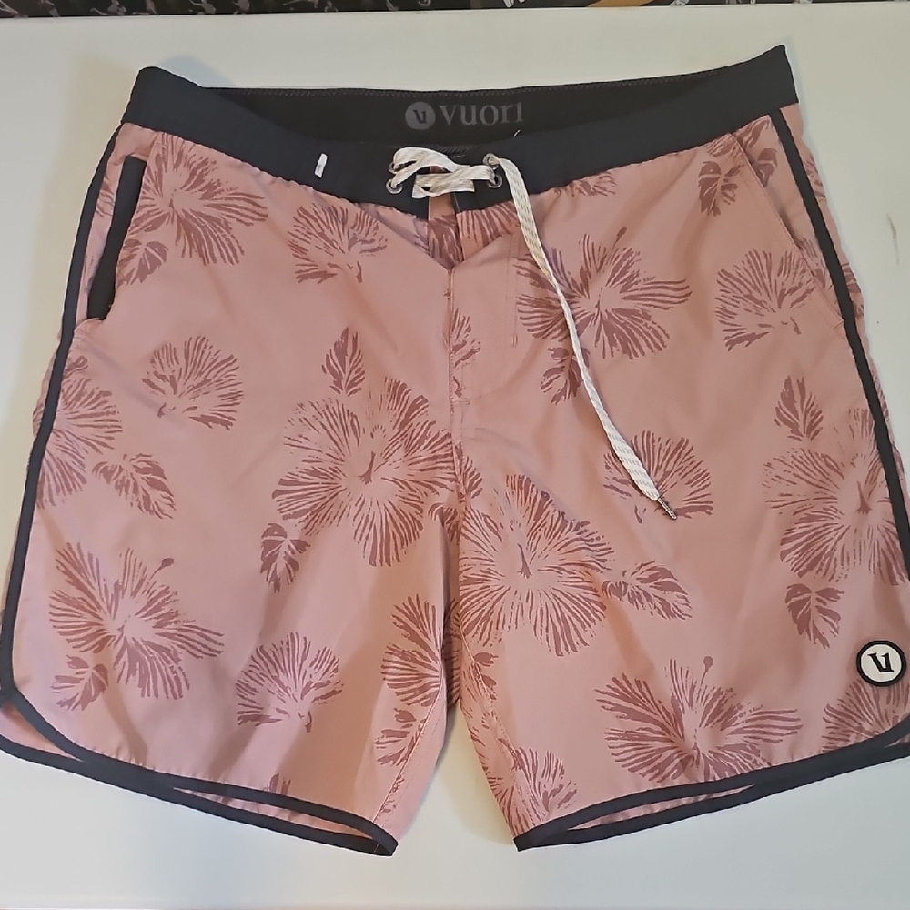 Vuori Men's Floral Pink Board Shorts